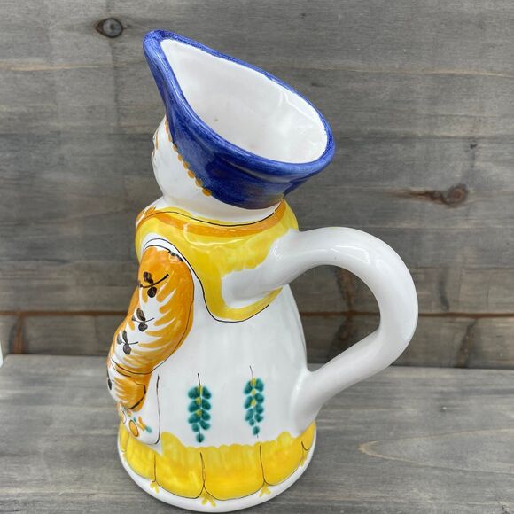 Vintage Pair of Figural Hand Painted Ceramic Milk & Cream Pitchers Made in Italy - Picture 3 of 12